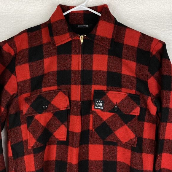 Swanndri Jacket Mens S Red Bushshirt Ranger Wool Zip Front Check Buffalo Plaid - Picture 4 of 14